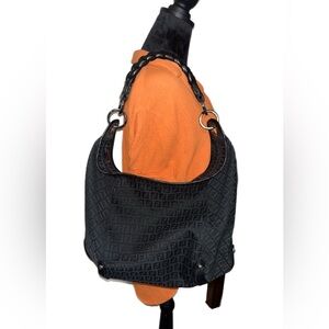 Y2K Fendi Zucca Black Canvas Monogram Shoulder Bag